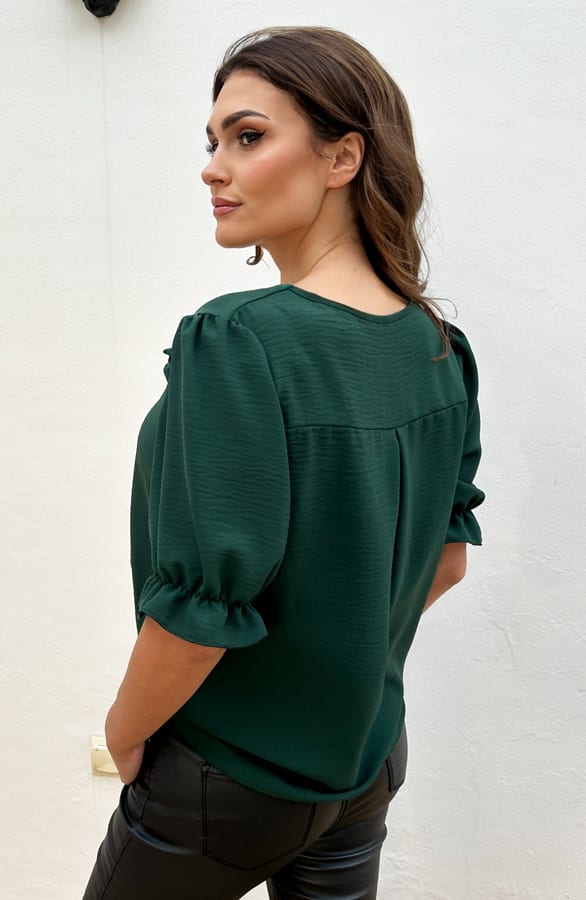 Pofmouwen Top Met Ruffle Demi Emerald – shoparchief — foto 4