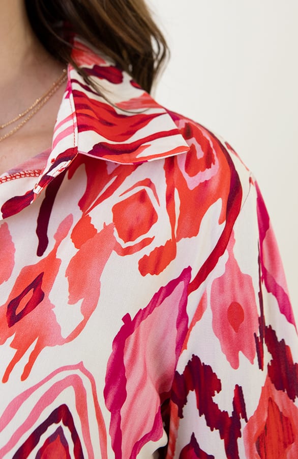 Print Blouse Katoen Inez Oranje Roze – shoparchief — foto 7