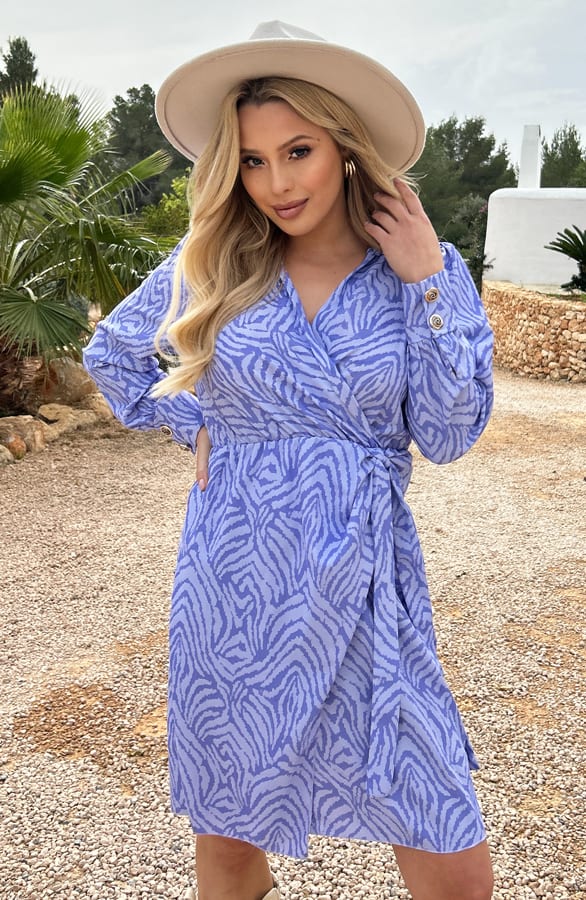 Print Jurk Overslag Lova Paars – shoparchief — foto 3