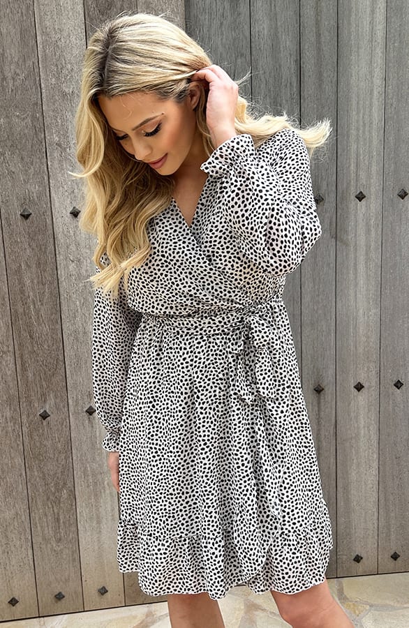 Ruffle Cheetah Dress Meghan Beige – shoparchief — foto 3