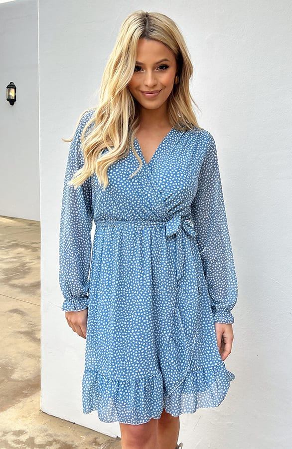 Ruffle Cheetah Dress Meghan Sky Blue – shoparchief — foto 6