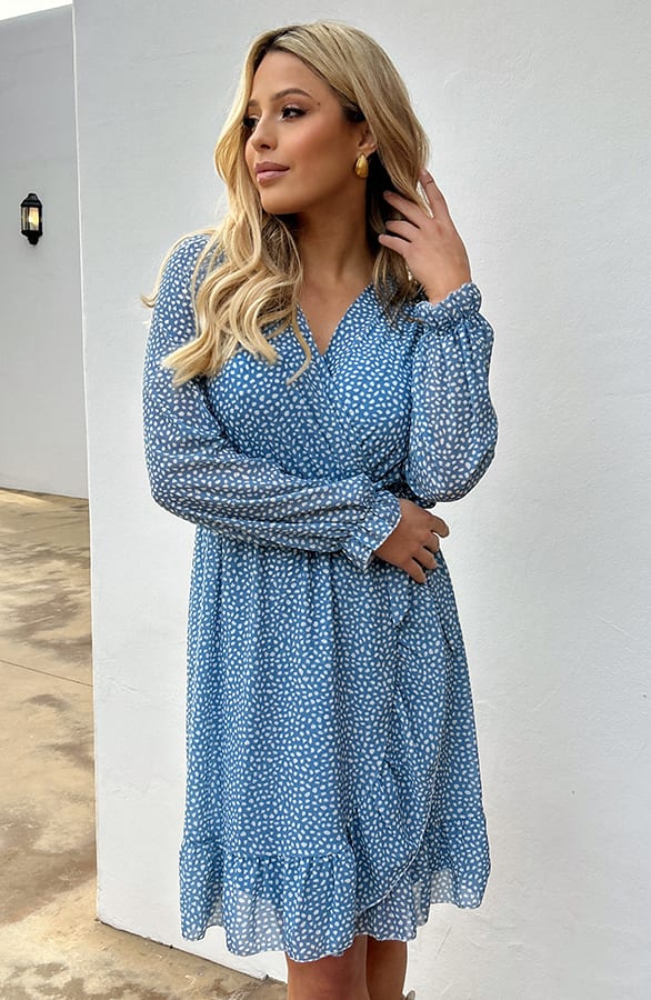 Ruffle Cheetah Dress Meghan Sky Blue – shoparchief — foto 2
