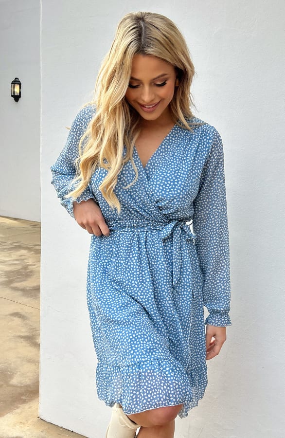 Ruffle Cheetah Dress Meghan Sky Blue – shoparchief — foto 3