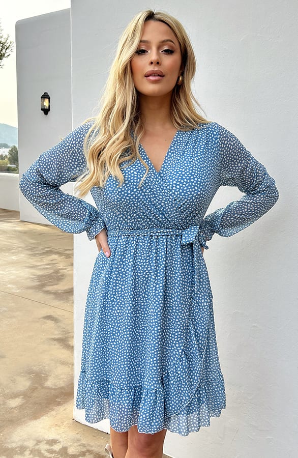 Ruffle Cheetah Dress Meghan Sky Blue – shoparchief