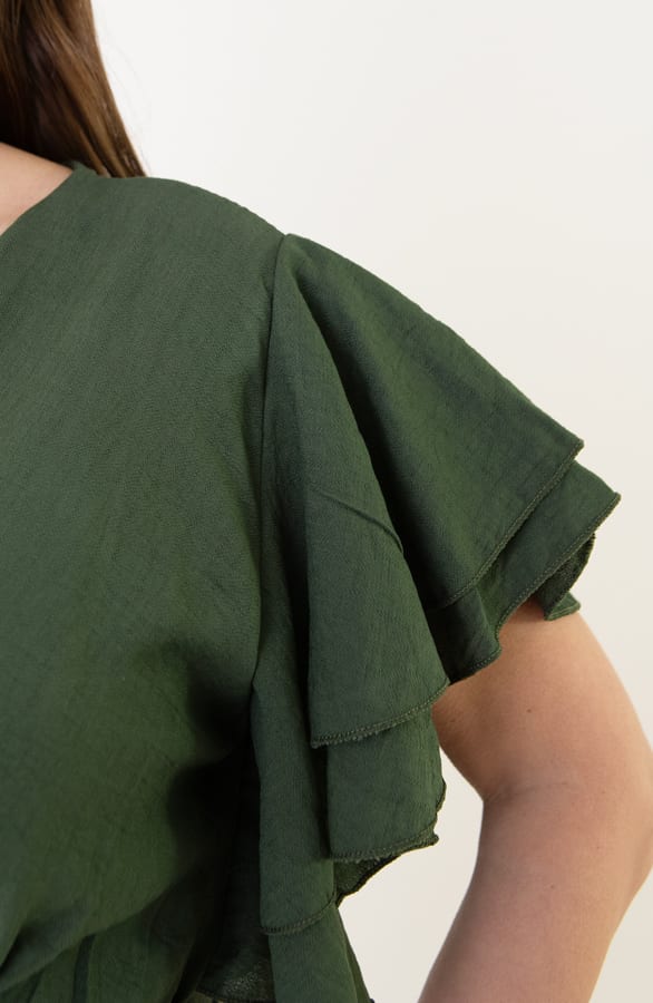 Ruffle Jurk Met Riem Nora Army – shoparchief — foto 9