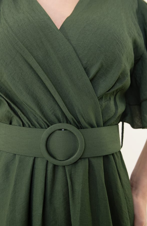 Ruffle Jurk Met Riem Nora Army – shoparchief — foto 10