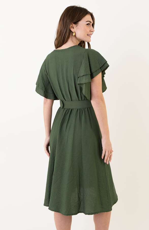 Ruffle Jurk Met Riem Nora Army – shoparchief — foto 8