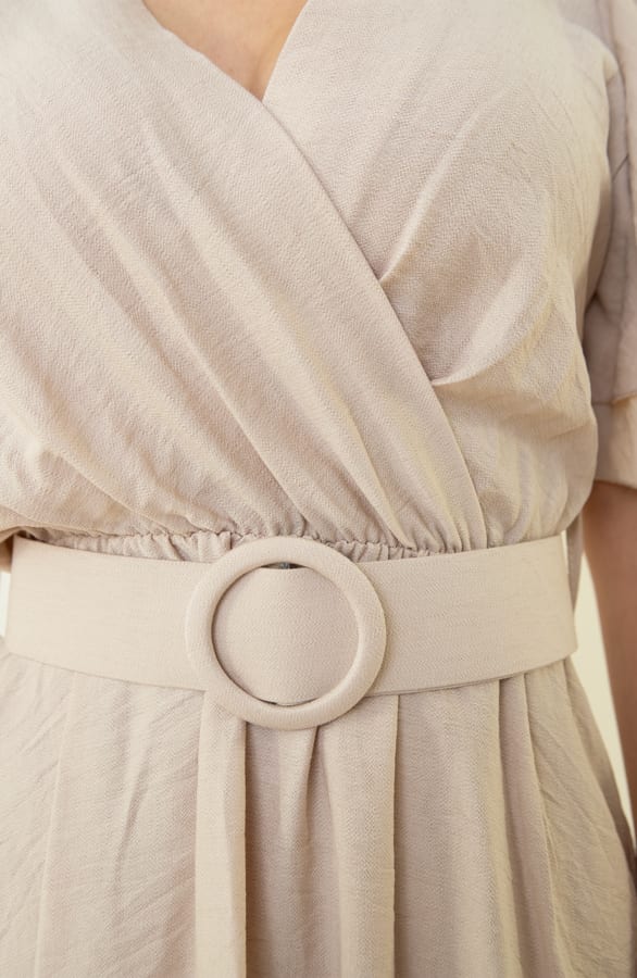 Ruffle Jurk Met Riem Nora Beige – shoparchief — foto 6