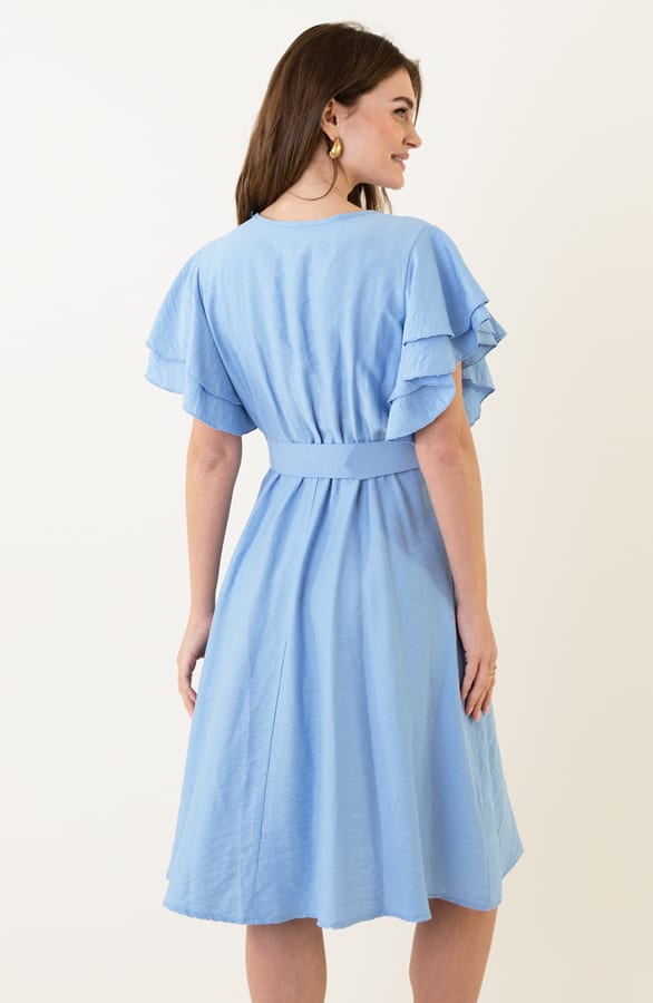 Ruffle Jurk Met Riem Nora Blauw – shoparchief — foto 6