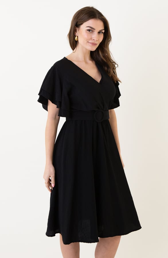 Ruffle Jurk Met Riem Nora Zwart – shoparchief — foto 2