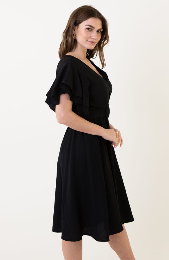 Ruffle Jurk Met Riem Nora Zwart – shoparchief — foto 3
