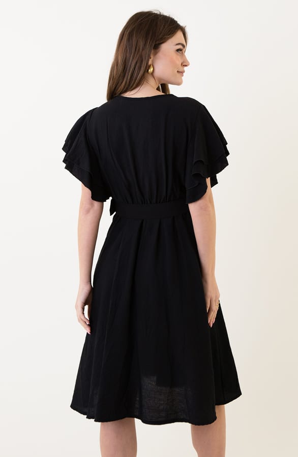Ruffle Jurk Met Riem Nora Zwart – shoparchief — foto 4