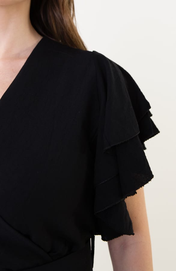 Ruffle Jurk Met Riem Nora Zwart – shoparchief — foto 5