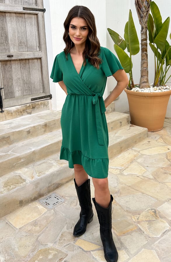 Ruffle Jurk Rose Bright Green – shoparchief — foto 3