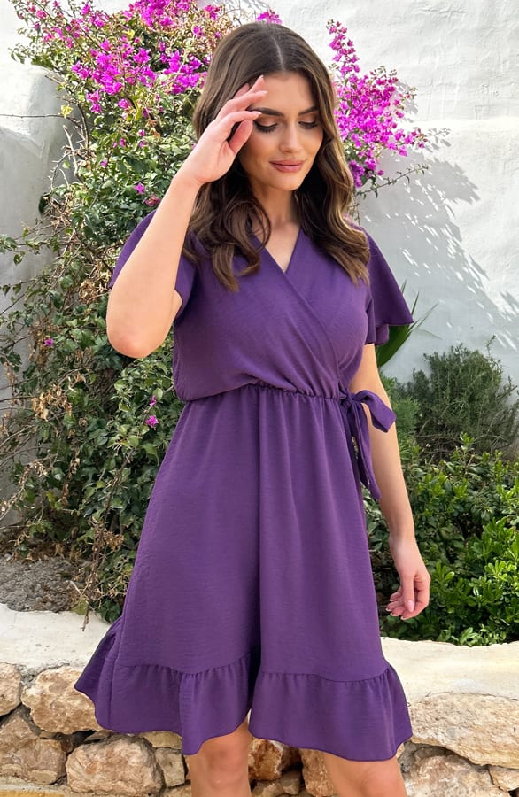 Ruffle Jurk Rose Donker Paars – shoparchief — foto 3