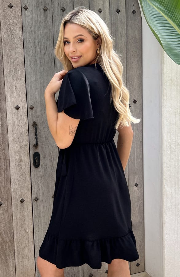 Ruffle Jurk Rose Zwart – shoparchief — foto 3