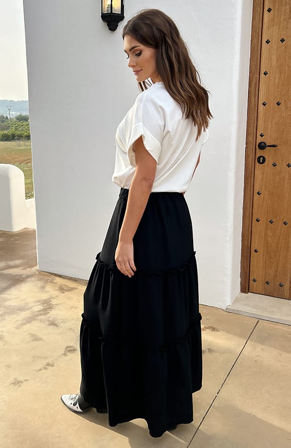 Ruffle Maxi Rok Abby Zwart – shoparchief — foto 3