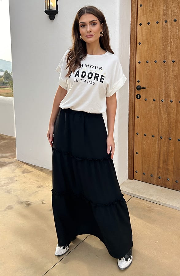 Ruffle Maxi Rok Abby Zwart – shoparchief — foto 2