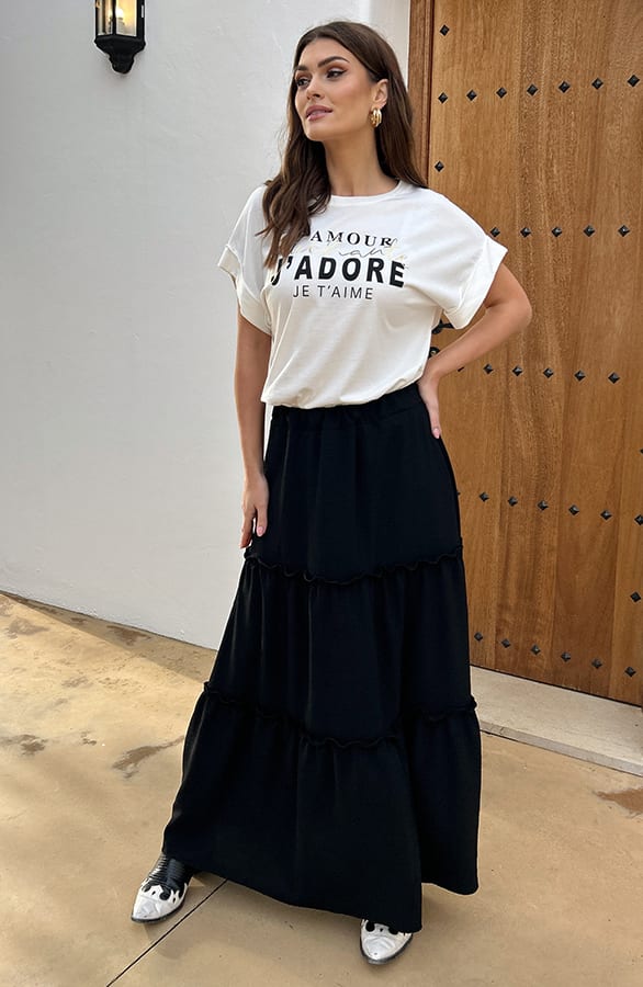 Ruffle Maxi Rok Abby Zwart – shoparchief — foto 4