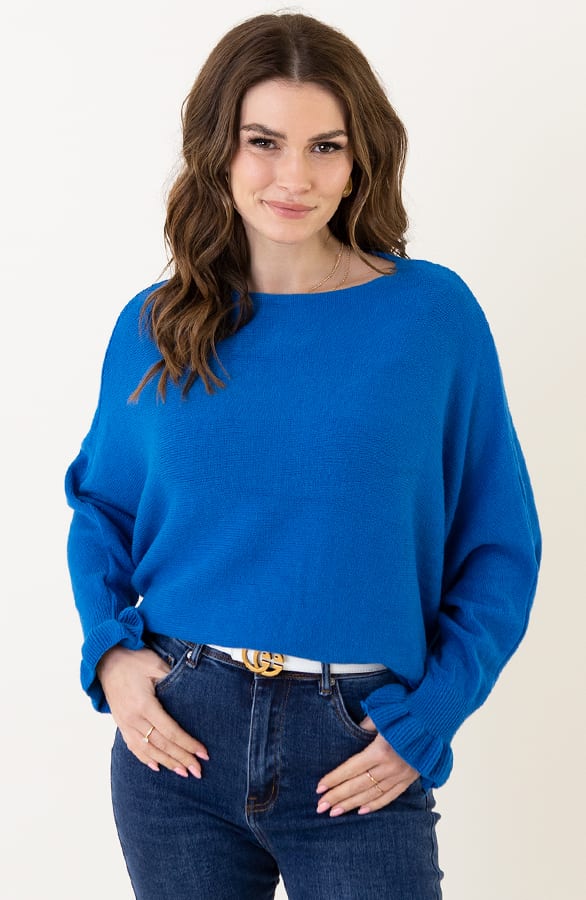 Ruffle Mouwen Soft Trui Chloé Kobalt – shoparchief