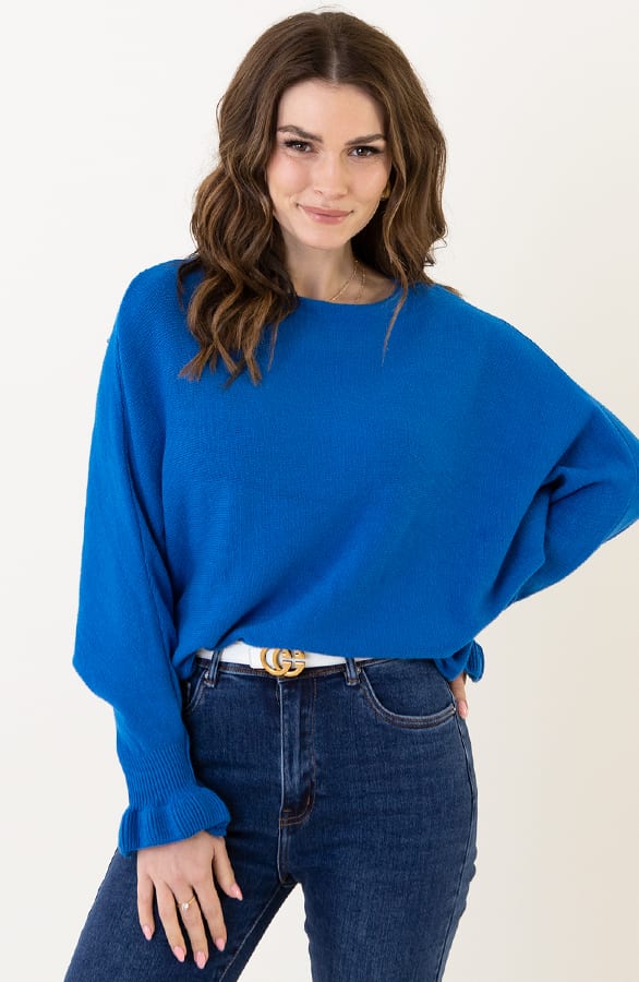 Ruffle Mouwen Soft Trui Chloé Kobalt – shoparchief — foto 3