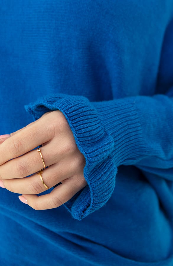 Ruffle Mouwen Soft Trui Chloé Kobalt – shoparchief — foto 4