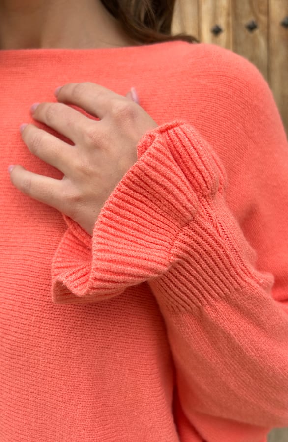 Ruffle Mouwen Soft Trui Chloé Koraal – shoparchief — foto 5