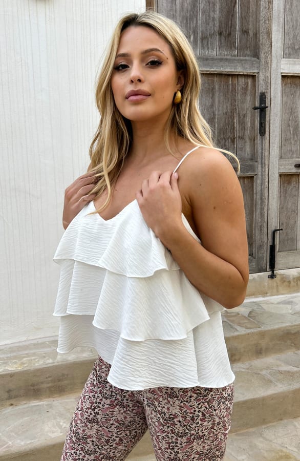 Ruffle Spaghetti Top Suzie Ecru – shoparchief — foto 2