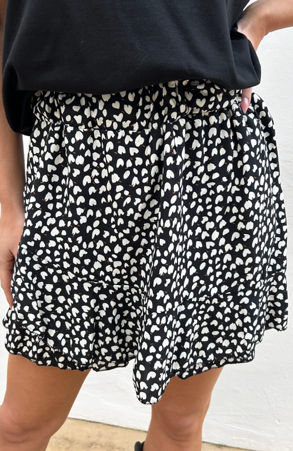 Skort Met Print Ramona Zwart Beige 2.0 – shoparchief