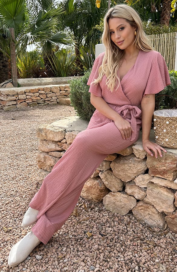 Smocked Jumpsuit Eveline Dust Roze – shoparchief