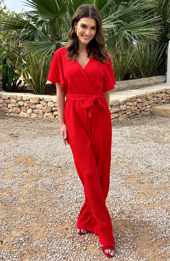 Jumpsuit Dames Smocked Red – shoparchief — foto 3