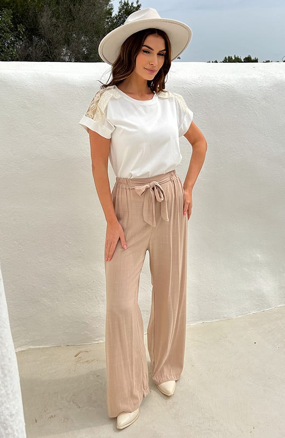 Strik Broek Linnen Elles Beige – shoparchief — foto 6