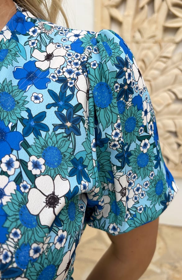Strik Jurk Bloemen Didi Turquoise – shoparchief — foto 7