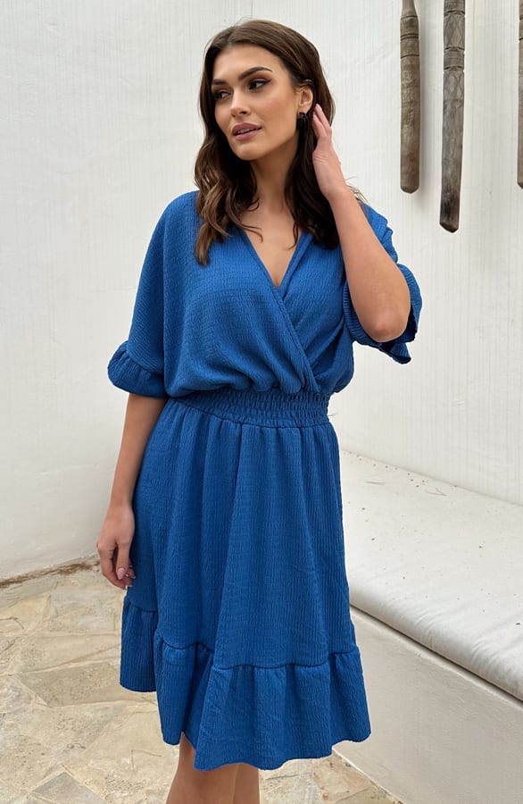 Textured Jurk Elisa Kobalt – shoparchief — foto 2