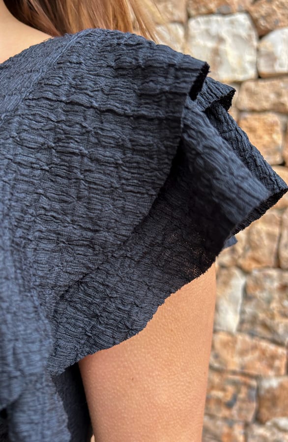 Textured Ruches Jurk Leah Zwart – shoparchief — foto 4