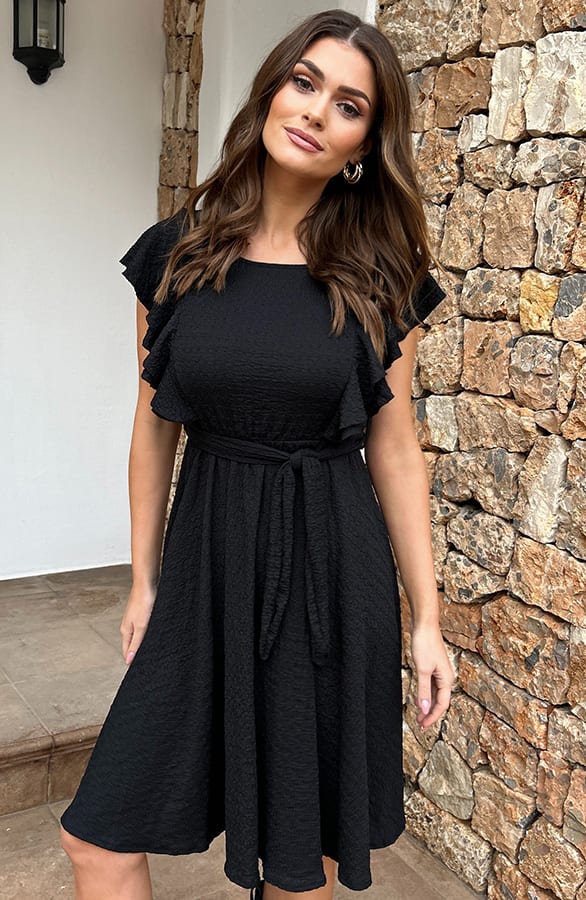 Textured Ruches Jurk Leah Zwart – shoparchief