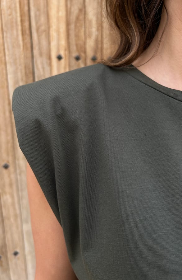 Top Schoudervulling Jade Legergroen – shoparchief — foto 6