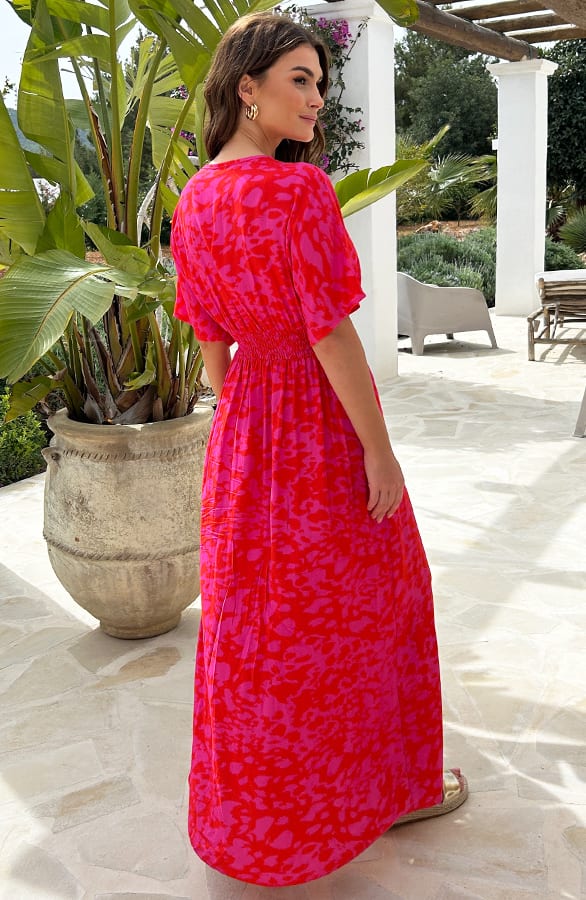 V-Hals Maxi Jurk Eef Fuchsia – shoparchief — foto 3