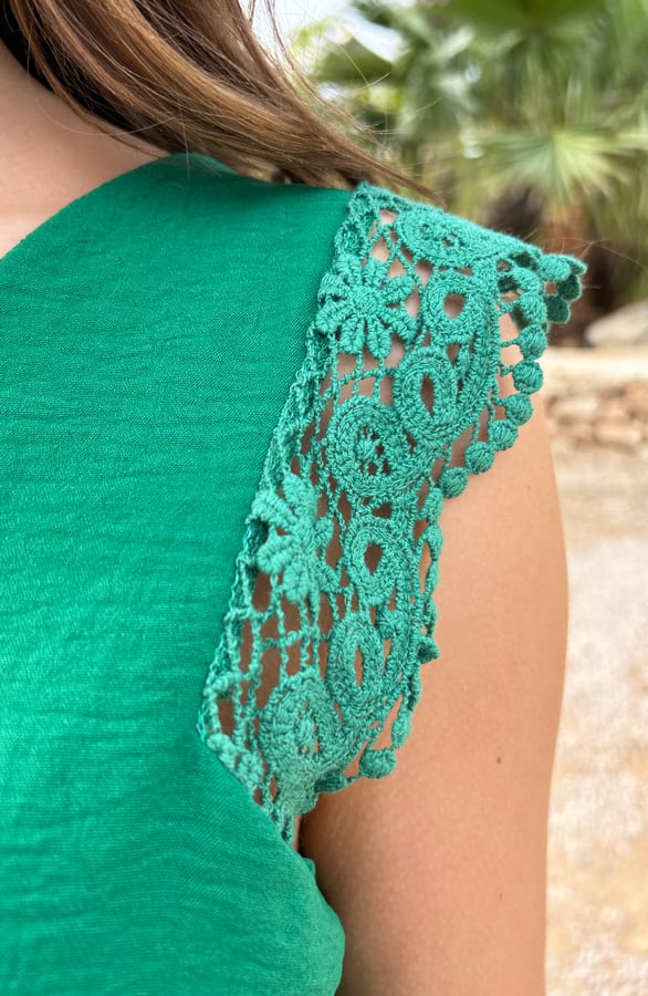 V-Hals Top Lace Yasmina Bright Green – shoparchief — foto 4