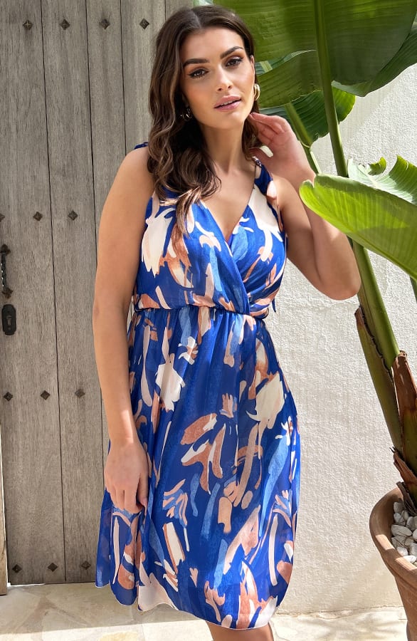 V-hals Jurk Nicoline Kobalt – shoparchief