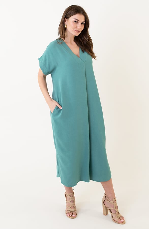 V-hals Midi Jurk Lilly Mint – shoparchief — foto 3