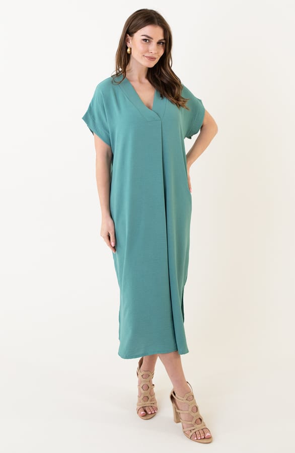 V-hals Midi Jurk Lilly Mint – shoparchief
