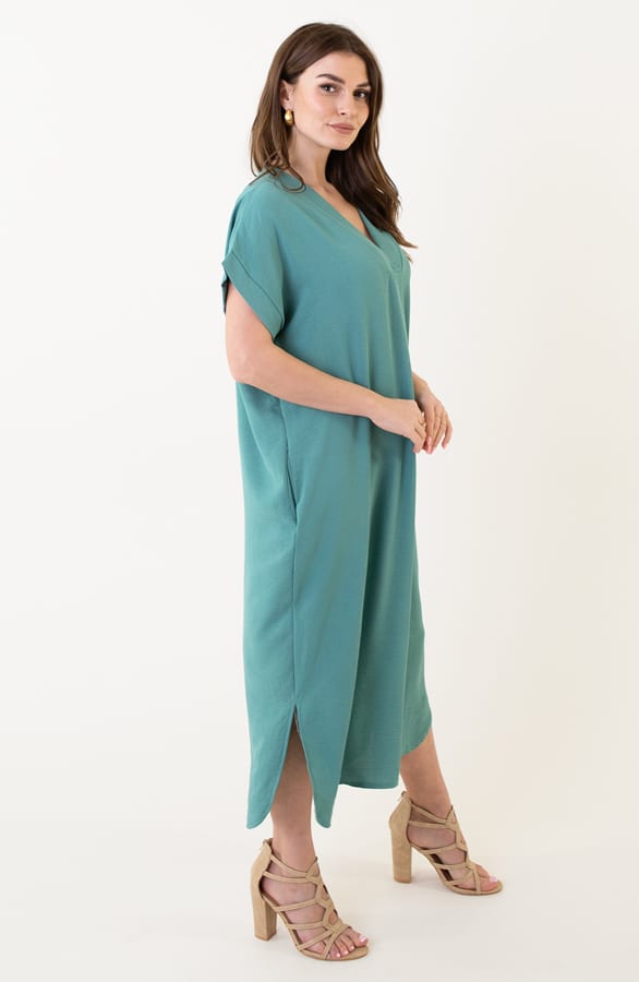 V-hals Midi Jurk Lilly Mint – shoparchief — foto 2