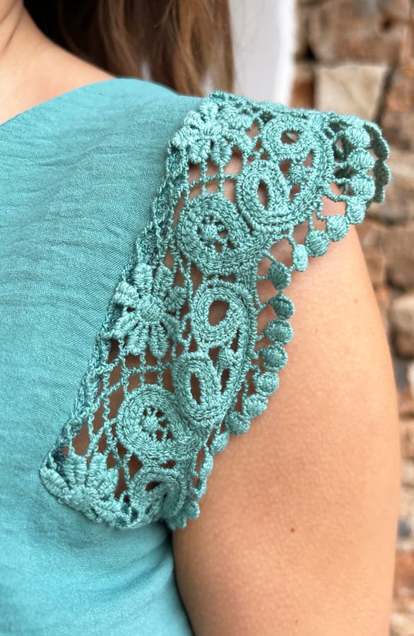 V-Hals Top Lace Yasmina Mint – shoparchief — foto 4