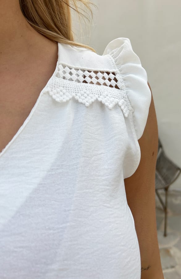 V-Hals Top Schouder Detail Mary Ecru – shirts & tops — foto 6