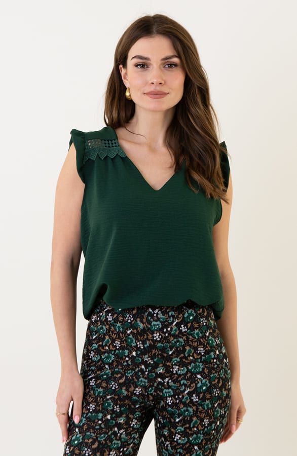 V-hals Top Schouder Detail Mary Emerald – shoparchief — foto 6