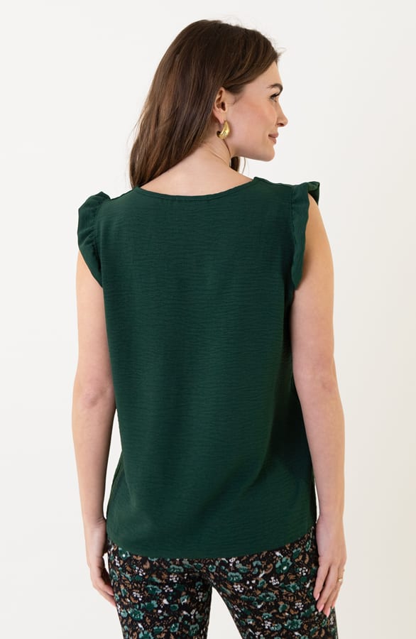 V-hals Top Schouder Detail Mary Emerald – shoparchief — foto 9