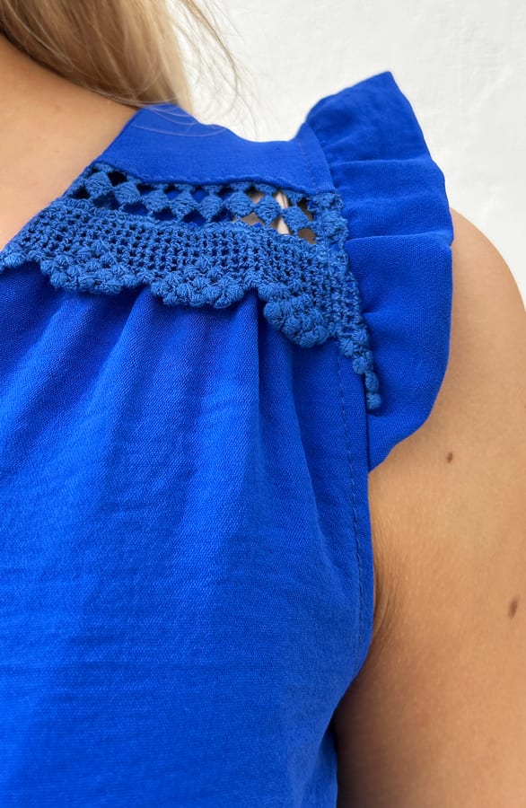 V-hals Top Schouder Detail Mary Kobalt – shoparchief — foto 8