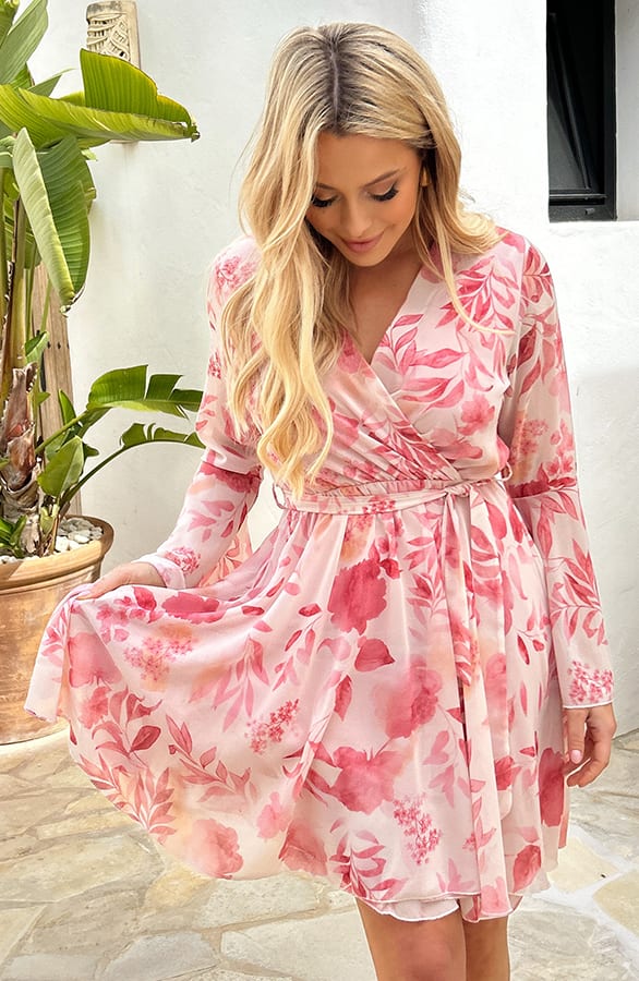 Wijde Mouw Jurk Ella Dust Roze – shoparchief — foto 8