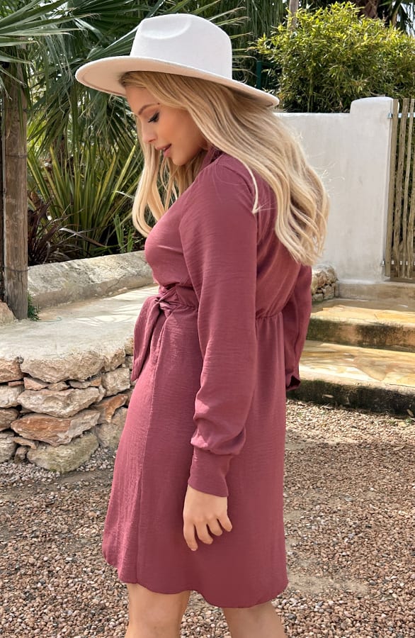 Wikkel V-Hals Jurk Amora Dust Roze – shoparchief — foto 2